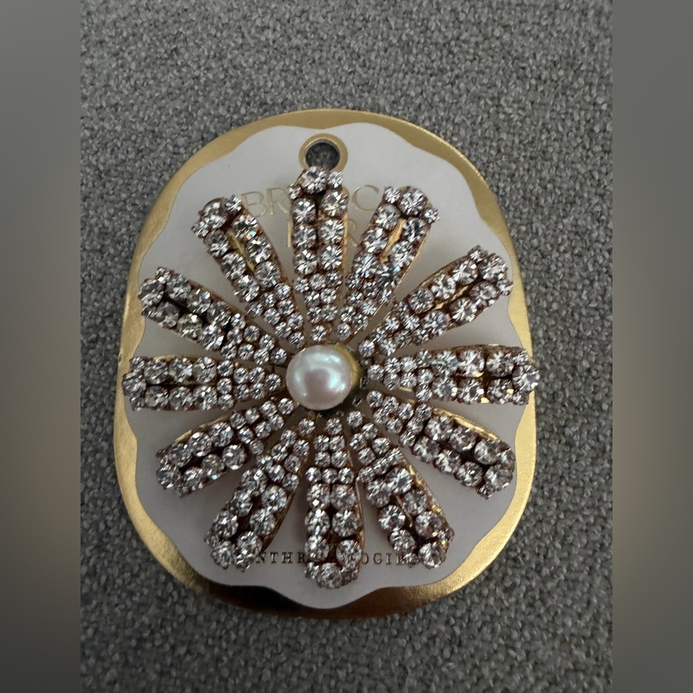 Nwt crystal flower brooch anthro